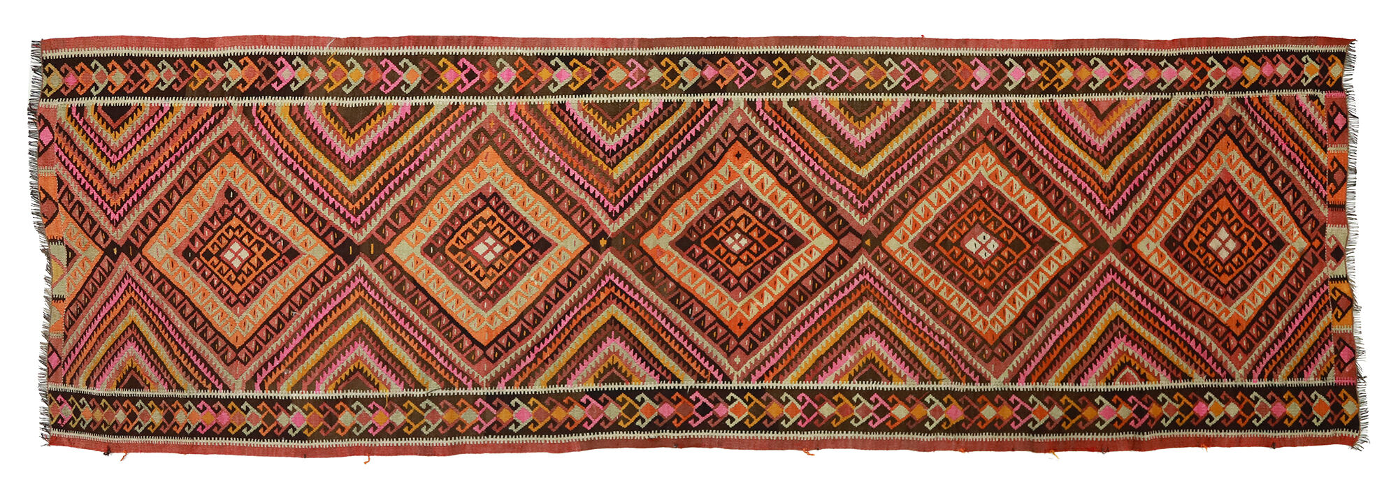 Anatolian handmade kilim rug 366 cm x 115 cm