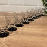 Set of 8 retro wine glasses in engraved glass