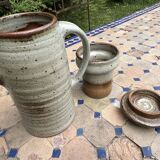 Vintage coffee and tea set in glazed stoneware from Puis potters - 15 pieces