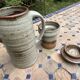 Vintage coffee and tea set in glazed stoneware from Puis potters - 15 pieces