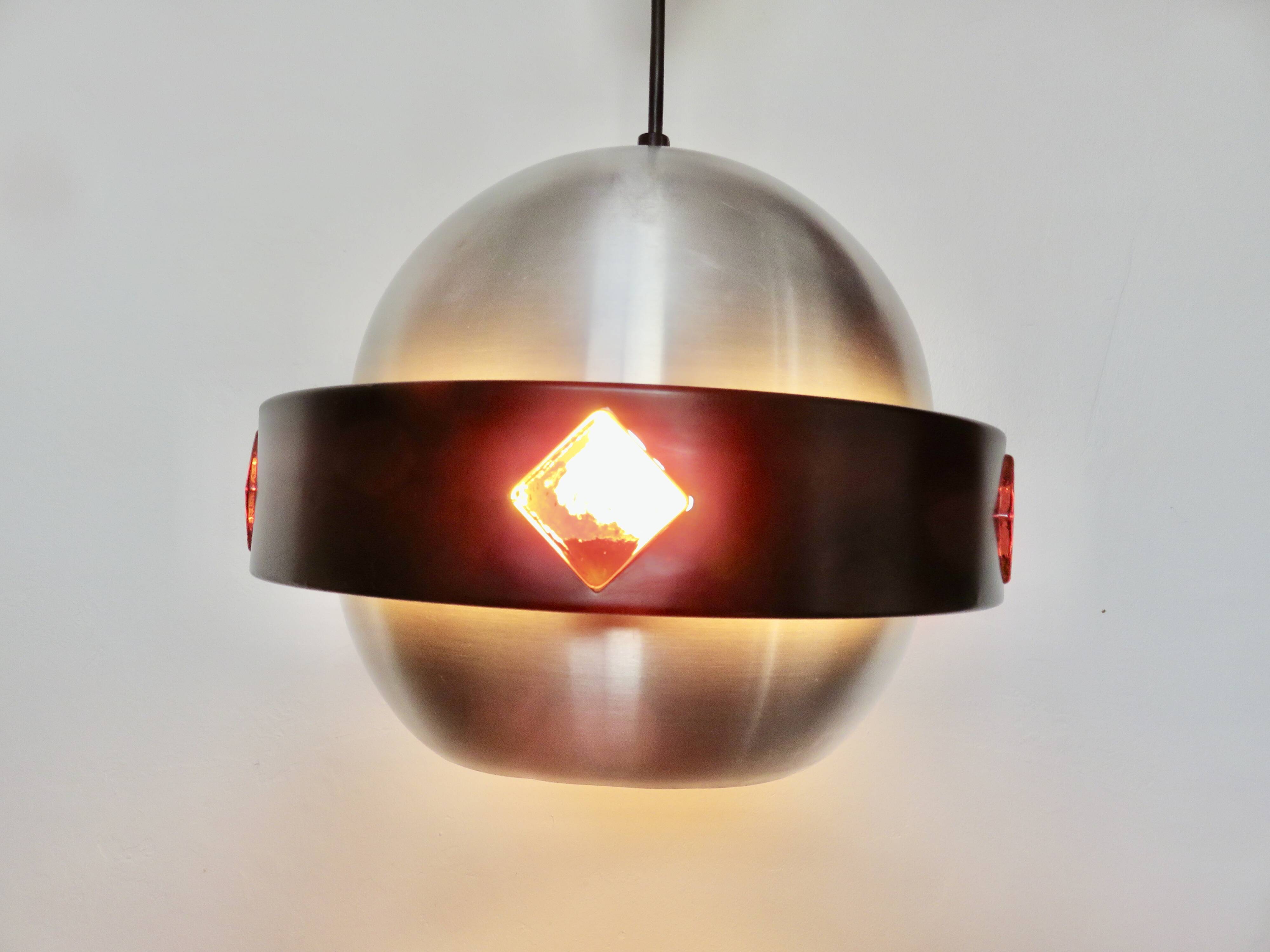 Space age "saturn" pendant lamp 1970, aluminum, metal, resin