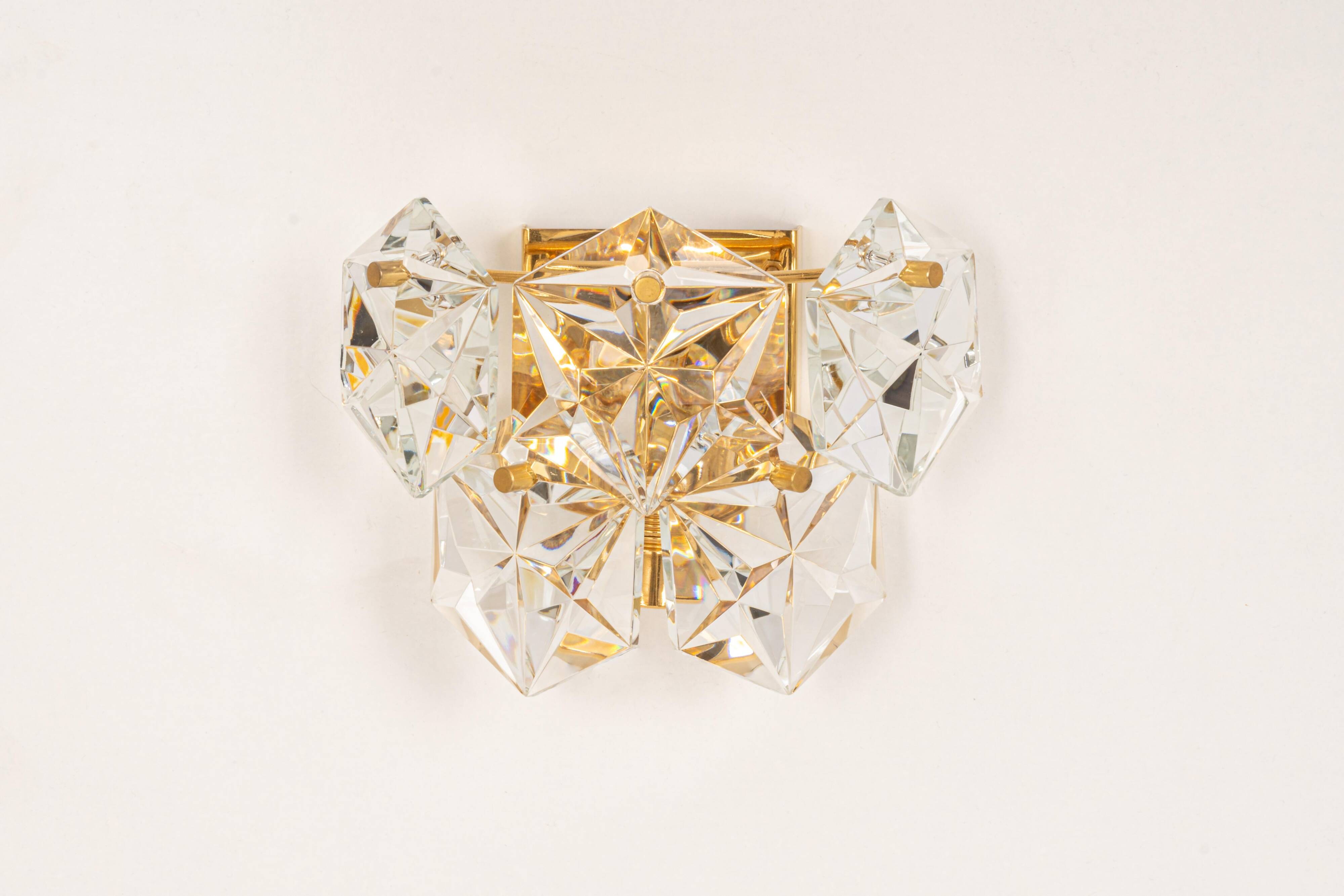 pair of crystal wall lights by Kinkeldey, Germany, 1970s.