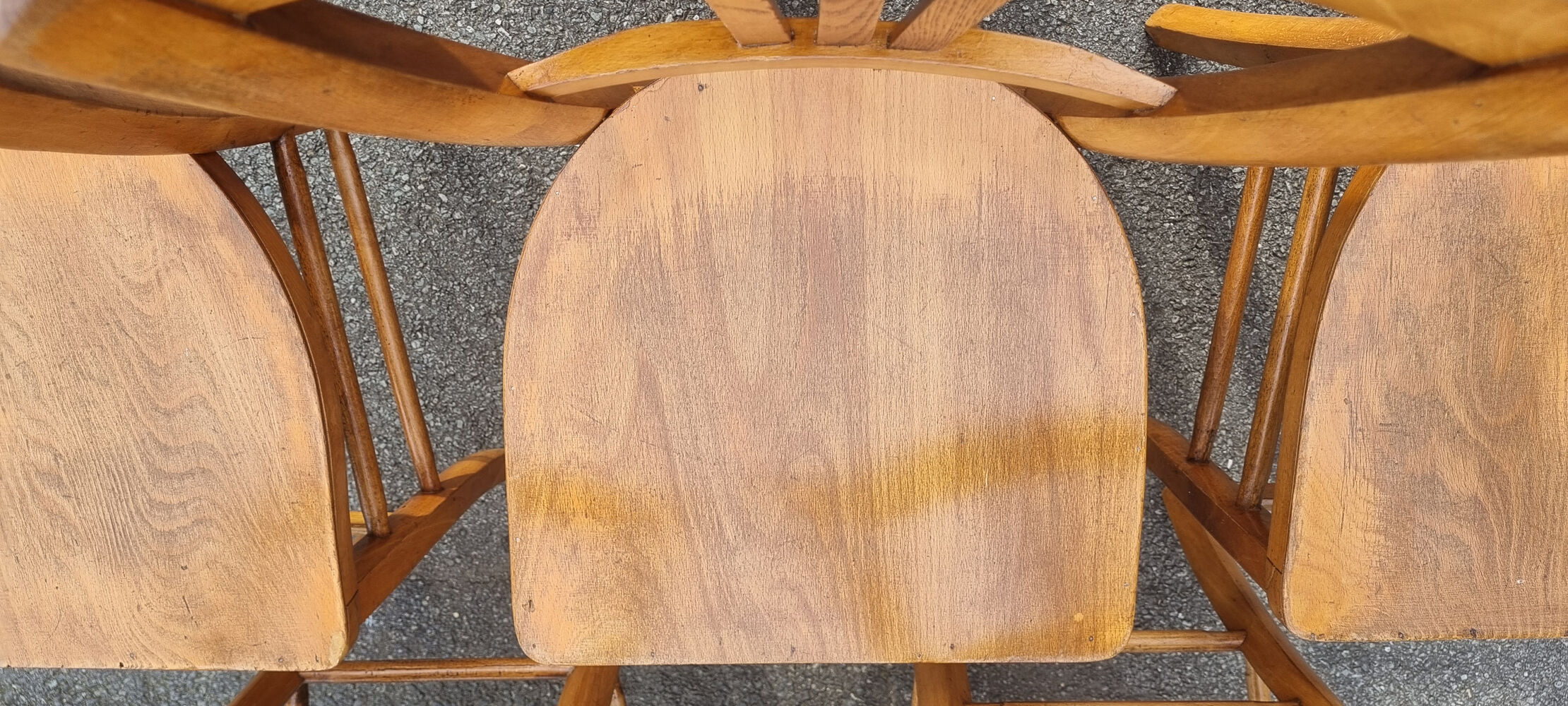 6 Luterma bistro chairs, blond wood, vintage, 50s