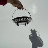 Oval dish with silver-plated metal handle