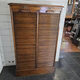 Solid oak double curtain filing cabinet