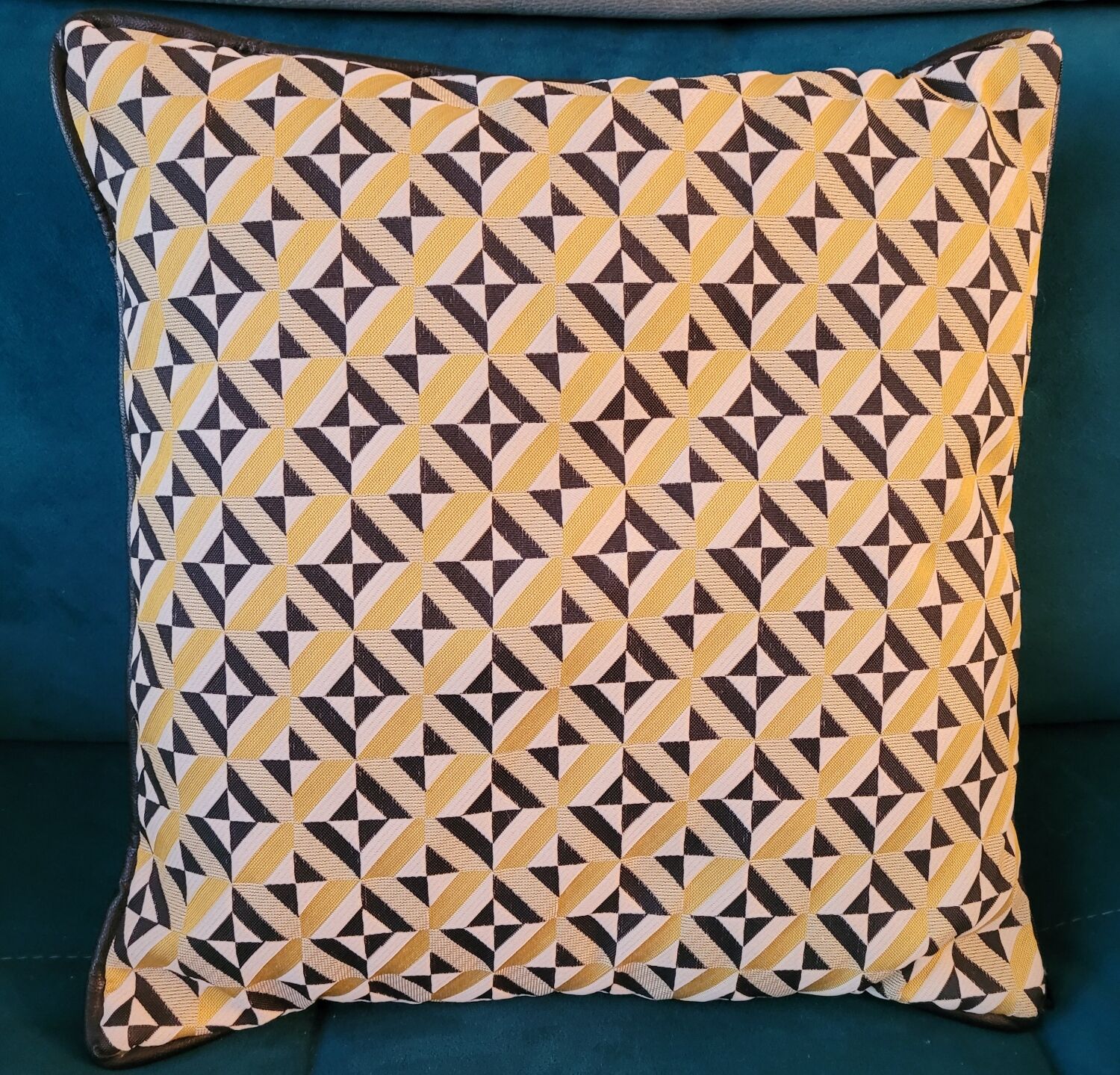 Coussins graphiques passepoil cuir