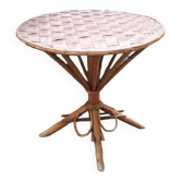 Old Bamboo Table & Woven Palm Leaves