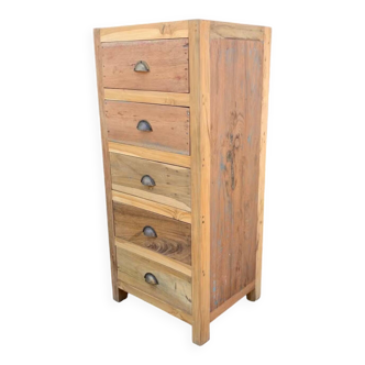 Tall set of 5 Draws - Recycled Wood