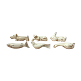 Set of 6 animal knife holders in Limoges porcelain