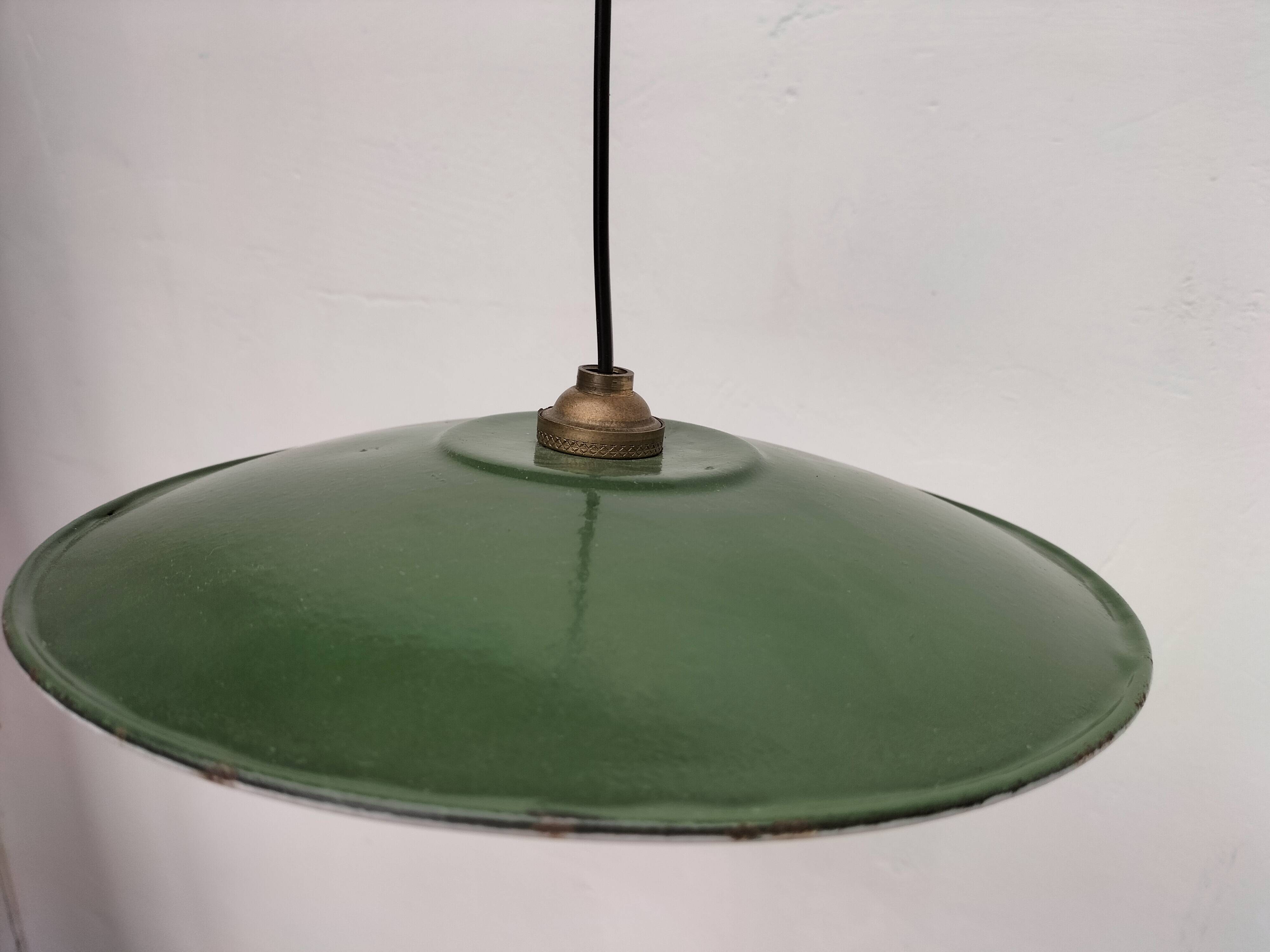 Enameled sheet metal pendant lights