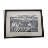 Poster framed and signed Pasquet La bramble Châteauneuf on Loire 34 x 25 cm