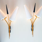 Pair of double reed sconces, 1960