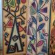 Screen decorated with wool threads, “Huichol” art, Sofia Ribeira, 124 cm