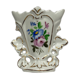Vase of Bride porcelain XIXth Old Paris painted hand decoration flowers and gilding.