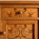 Nightstand in marked pine and marble, 37x81cm, 1940s, Art Deco, Gallé