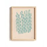 Abstract painting on petroleum blue paper signed Eawy