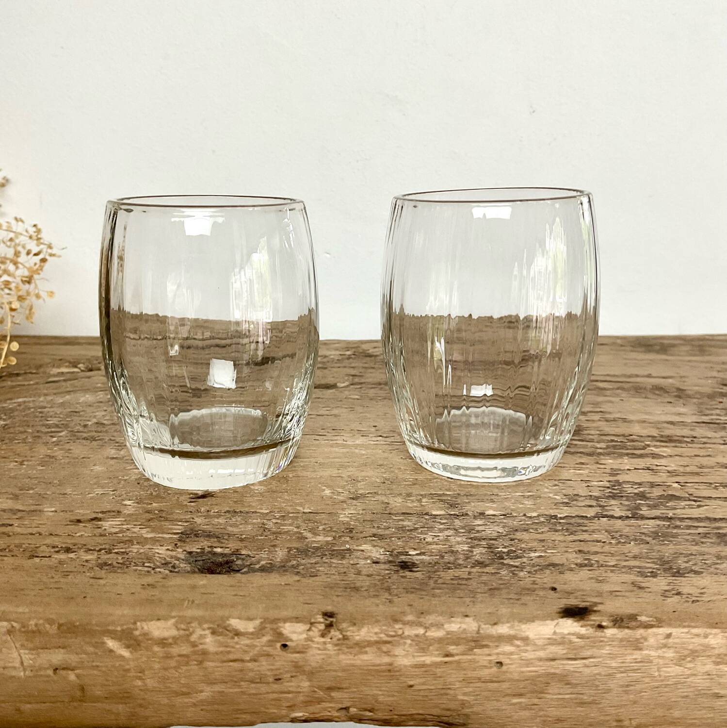5 small vintage ribbed glasses