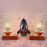 vintage Mid Century Massive 1970 lamps diamond point globes