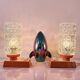lampes vintage Mid Century Massive 1970 globes pointes de diamant