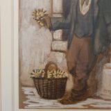 Dessin " le marchand de fleurs " paris 1944, georges tournon