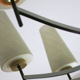 Italian brass and art glass chandelier, 1970s