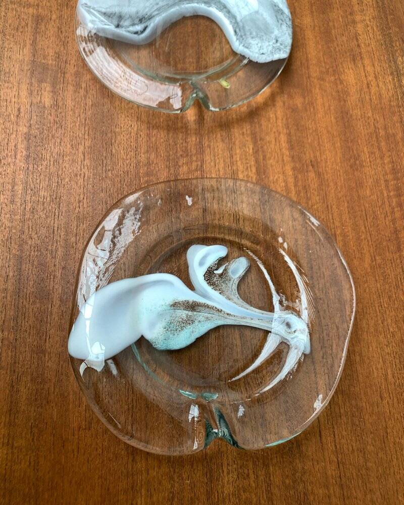 German Vintage Art Collection Richartz Plate and Bowl in Glass by Hans Jürgen Richartz for Mathildenhütte, Solingen, Set of 2