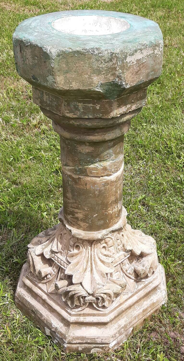 Holy water font on stone column (17th century)