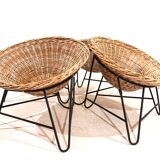 Set of 4 rattan pod chairs 60s