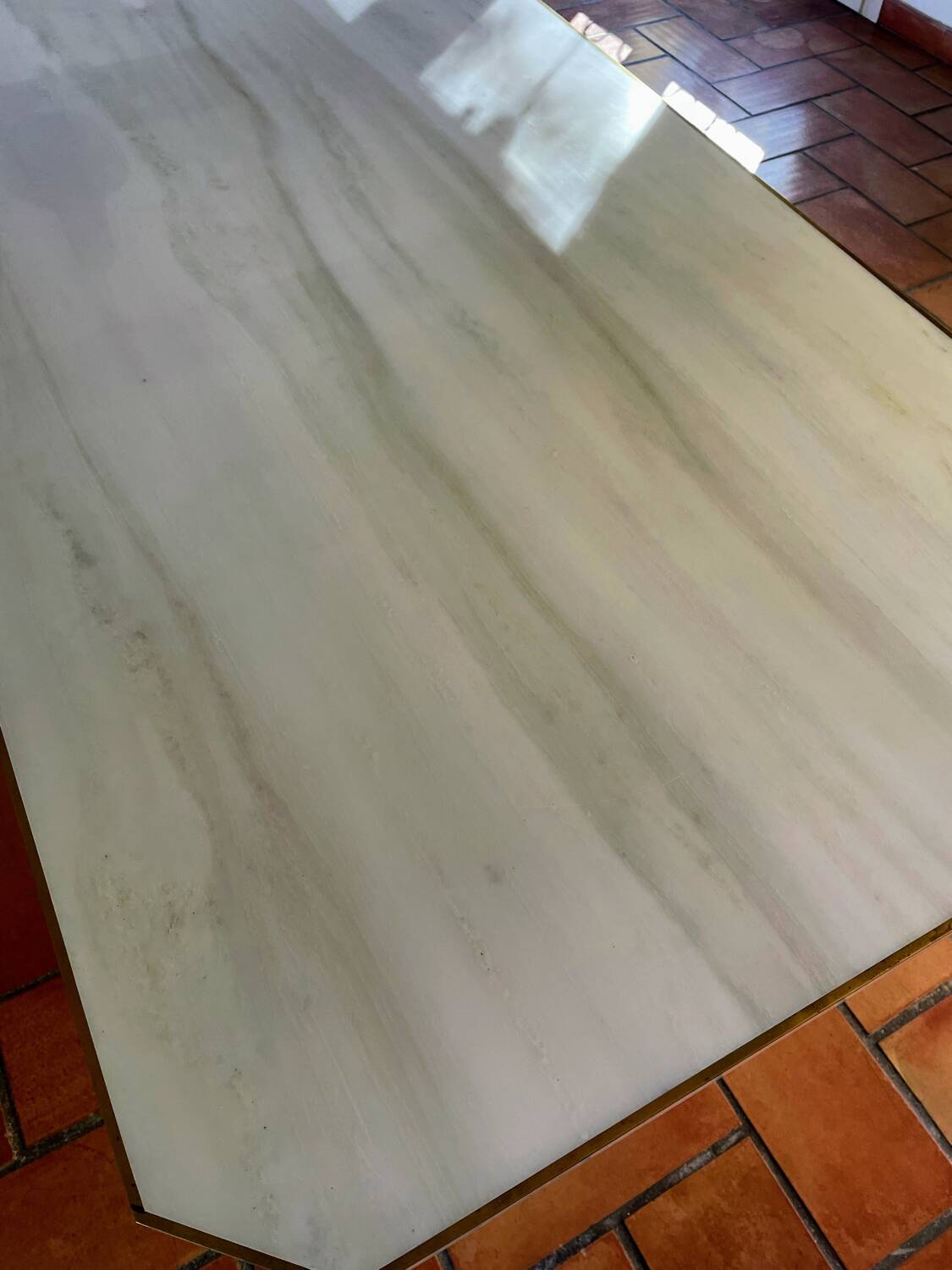White Carrara marble table, 1970s
