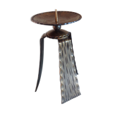 Brutalist candle holder tripod in golden metal / vintage 60s-70s