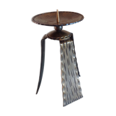 Brutalist candle holder tripod in golden metal / vintage 60s-70s