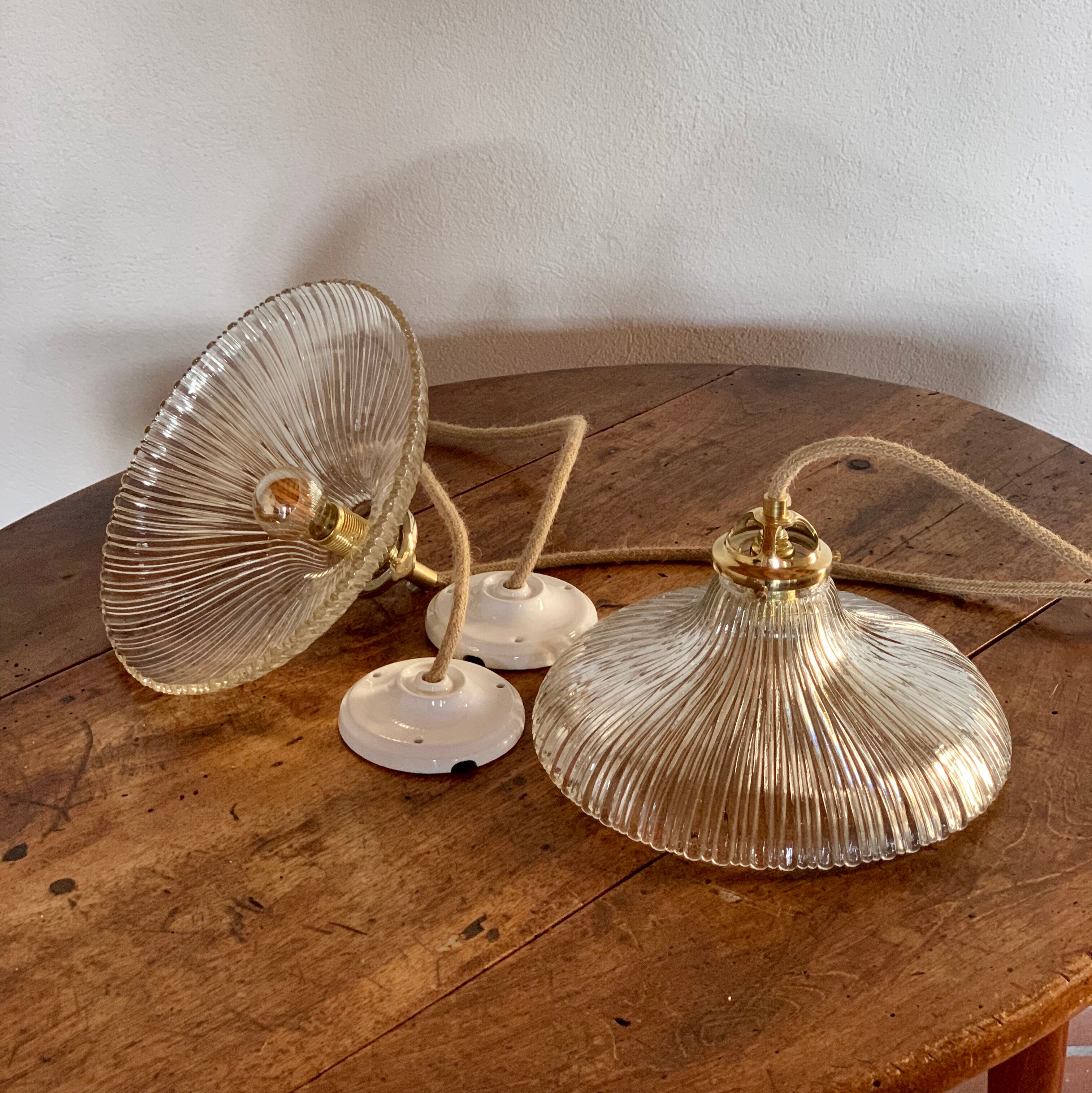 Duo of suspensions Holophane bistro style