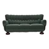 1960s, Danish 3-seater sofa, green furniture wool, oak wood.