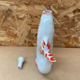 Ancienne bouteille forme poisson blanc orange vintage