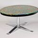 Table low round of Pierre Giraudon resin with inclusions of glass 60 years
