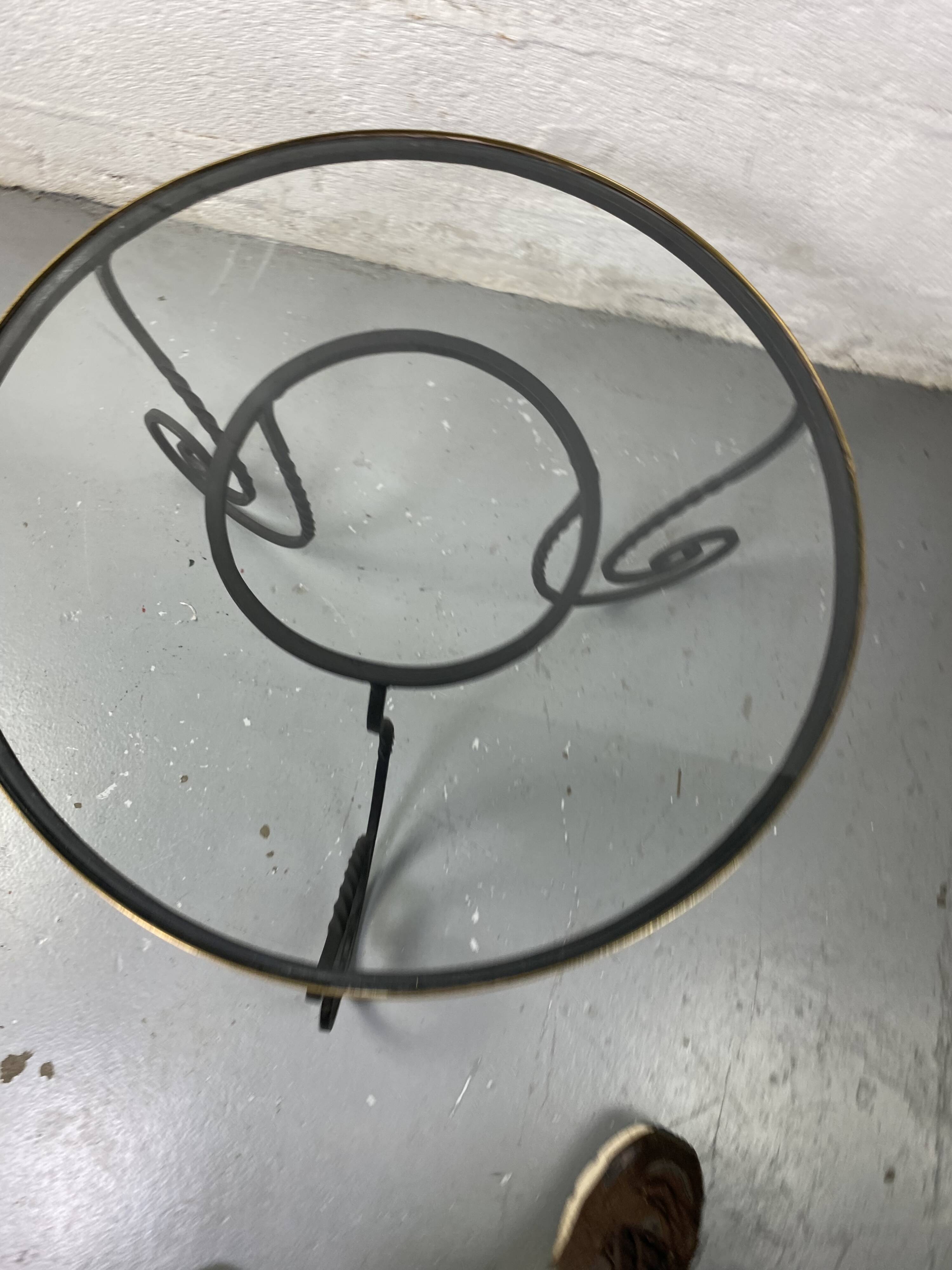 Wrought iron coffee table and glass top