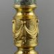 Pair of green marble columns, gilded bronze and gilded brass, 20th Century