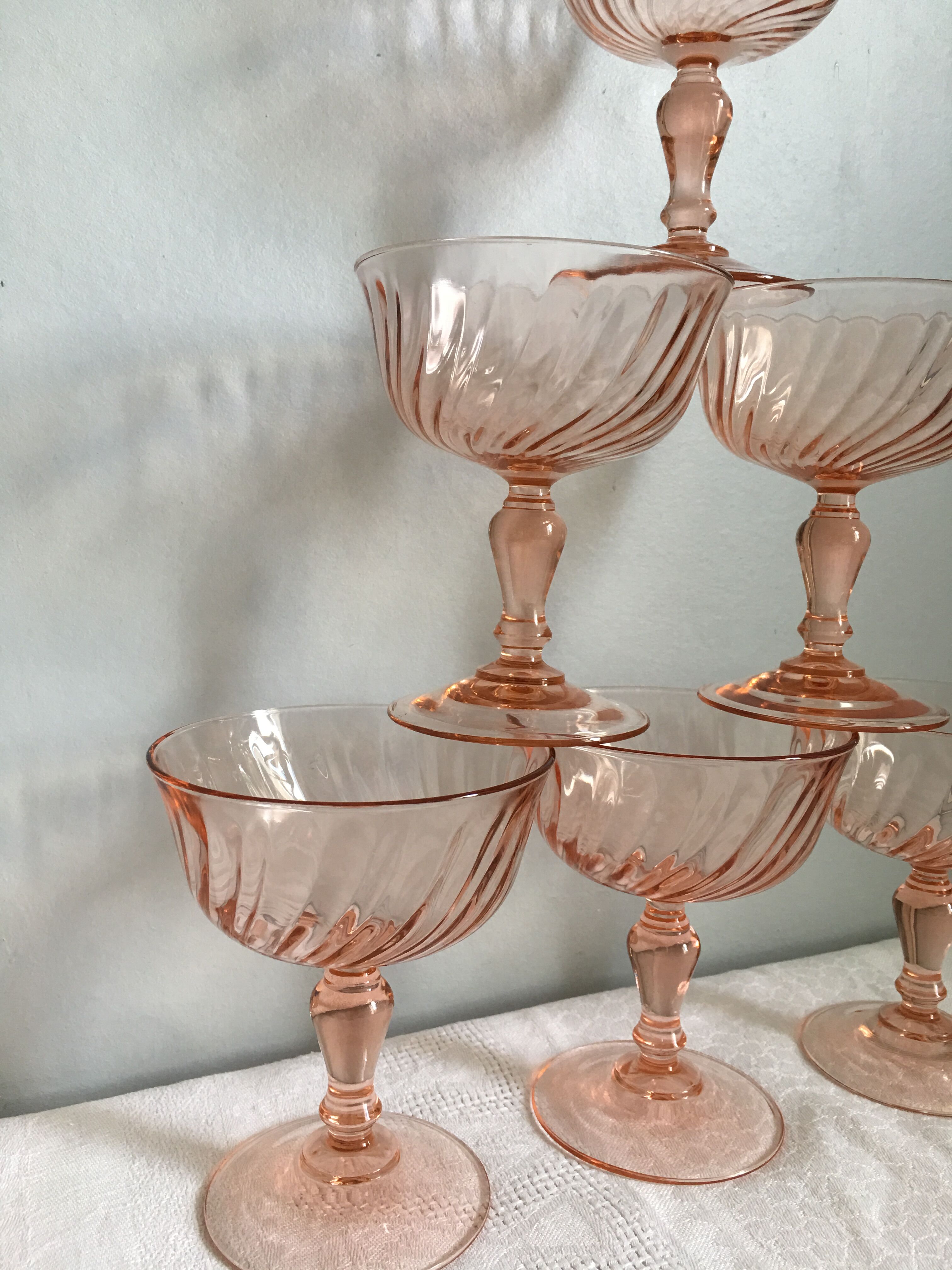 6 Rosaline Luminarc Arcoroc champagne glasses