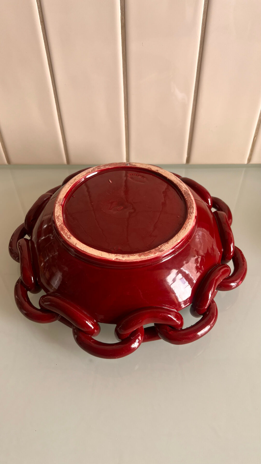 Vallauris ceramic cup with chain decoration