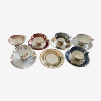 Tasses et soucoupes porcelaine fine allemande vintage