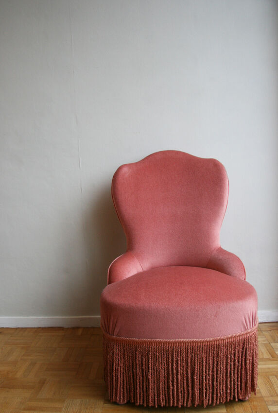 Fauteuil crapaud velours rose