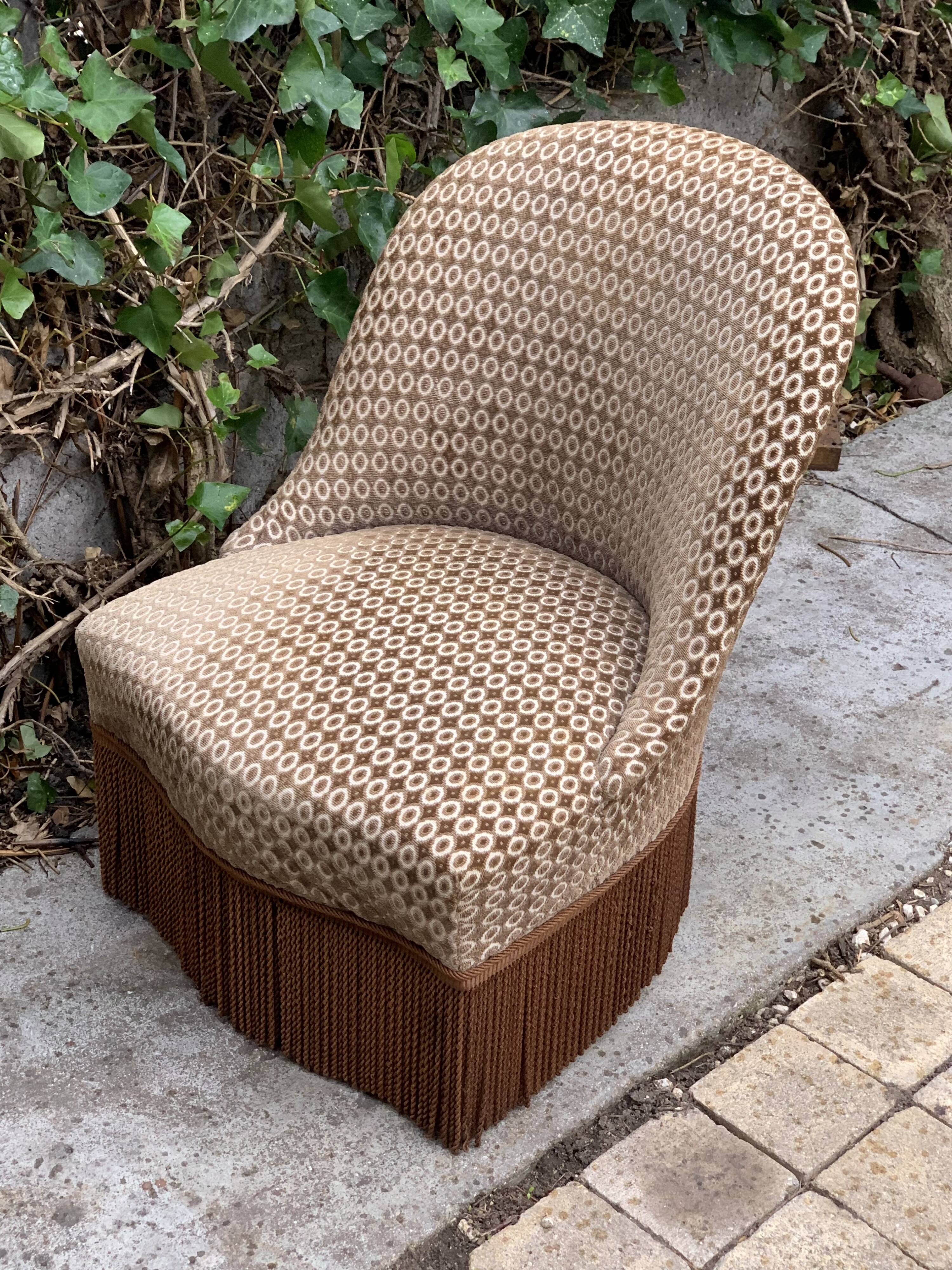 Vintage chocolate velvet toad armchair