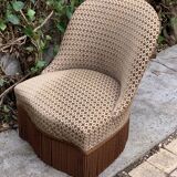 Fauteuil crapaud vintage en velours chocolat