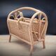 Rattan heart magazine rack