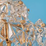 Chandelier, brass and crystal glass by Kinkeldey, Germany, 1970s.