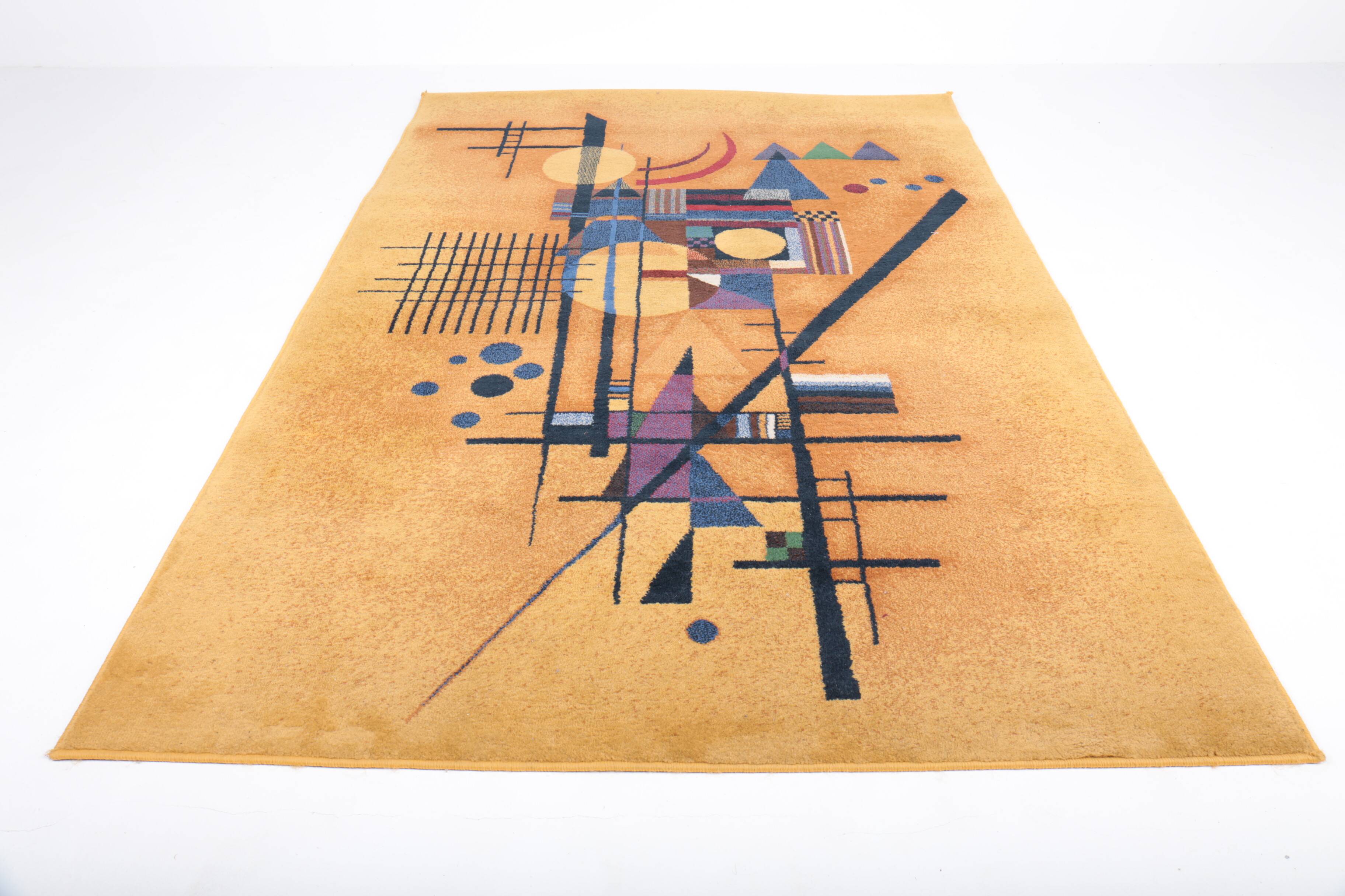 Vintage rug, abstract composition inspired by Kandinsky