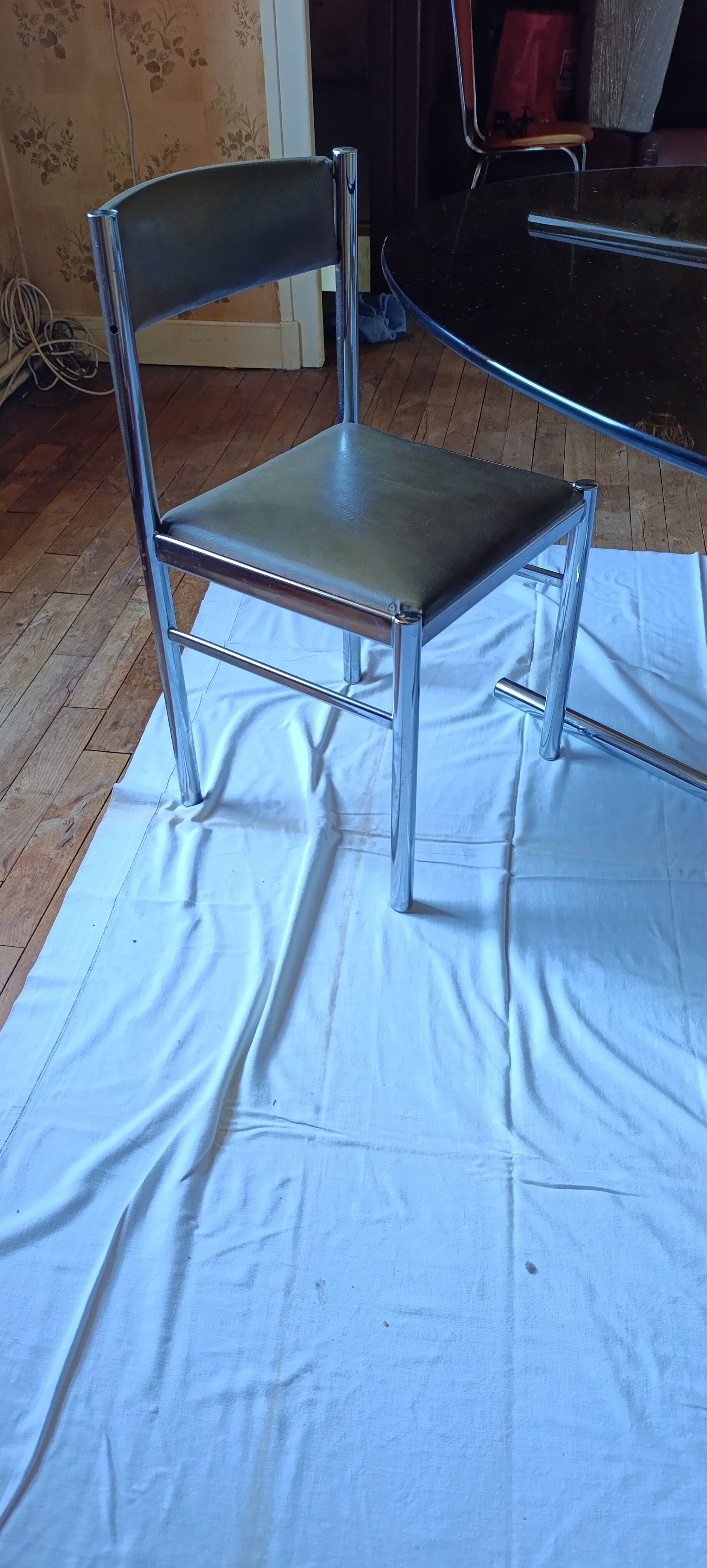 Vintage smoked glass Space Age dining table