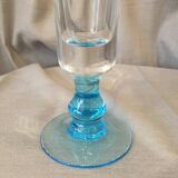 Paires de vases soliflores transparent pied bleu