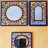 Set of 3 Artecer mirrors in cloisonned enamels