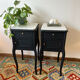 Pair of marble and wood bedside curved feet